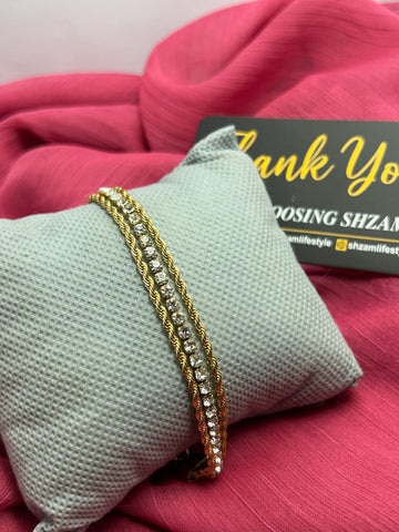 Premium Crystal Tennis Gold Plated Finish Bracelet for Women
