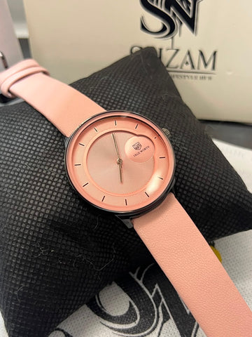 True Worth Leather Strap Ladies Watch