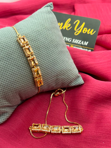 Crystal Bar Gold Bracelet | Adjustable Luxury Tennis Style