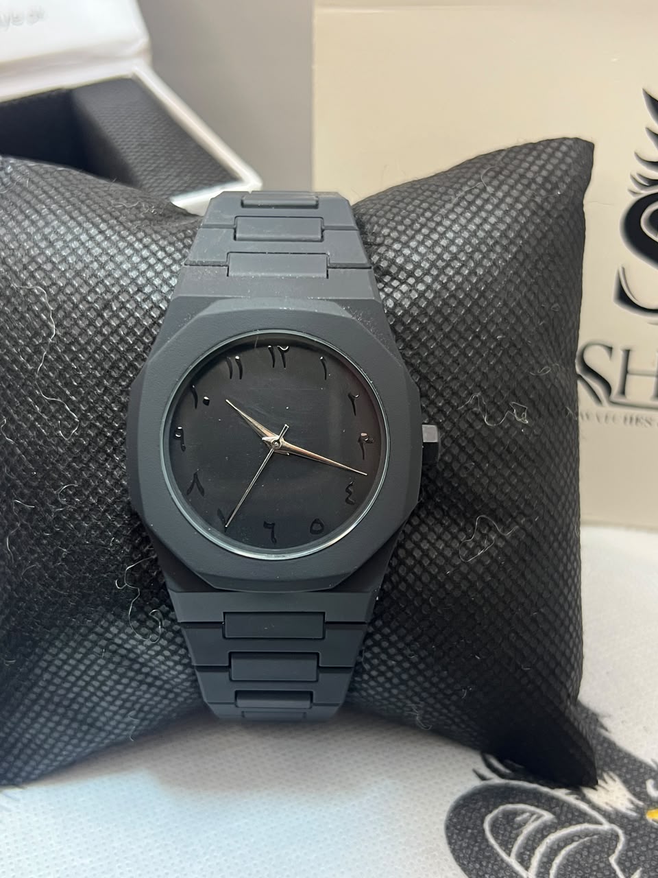 All-Black Arabic Numerals Watch – Couple Set Lifestyle Shot