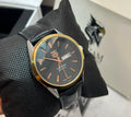 Carrera Style Automatic Watch – Charcoal Dial with Gold Bezel on Wrist