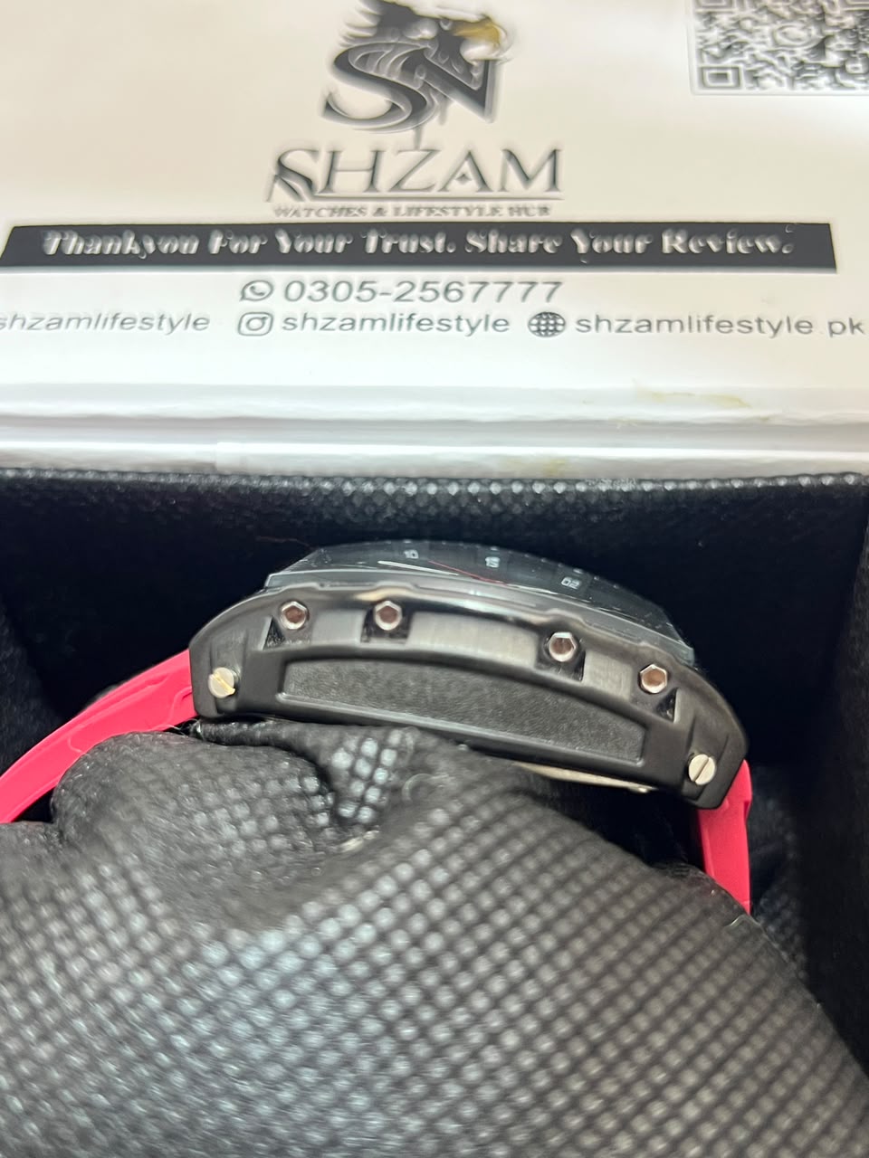 New Time Tonneau – Front View Close-Up Triple Sub-Dial in Shzam Box
