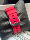 New Time Tonneau – Red Rubber Strap with Black PVD Pin Buckle Detail