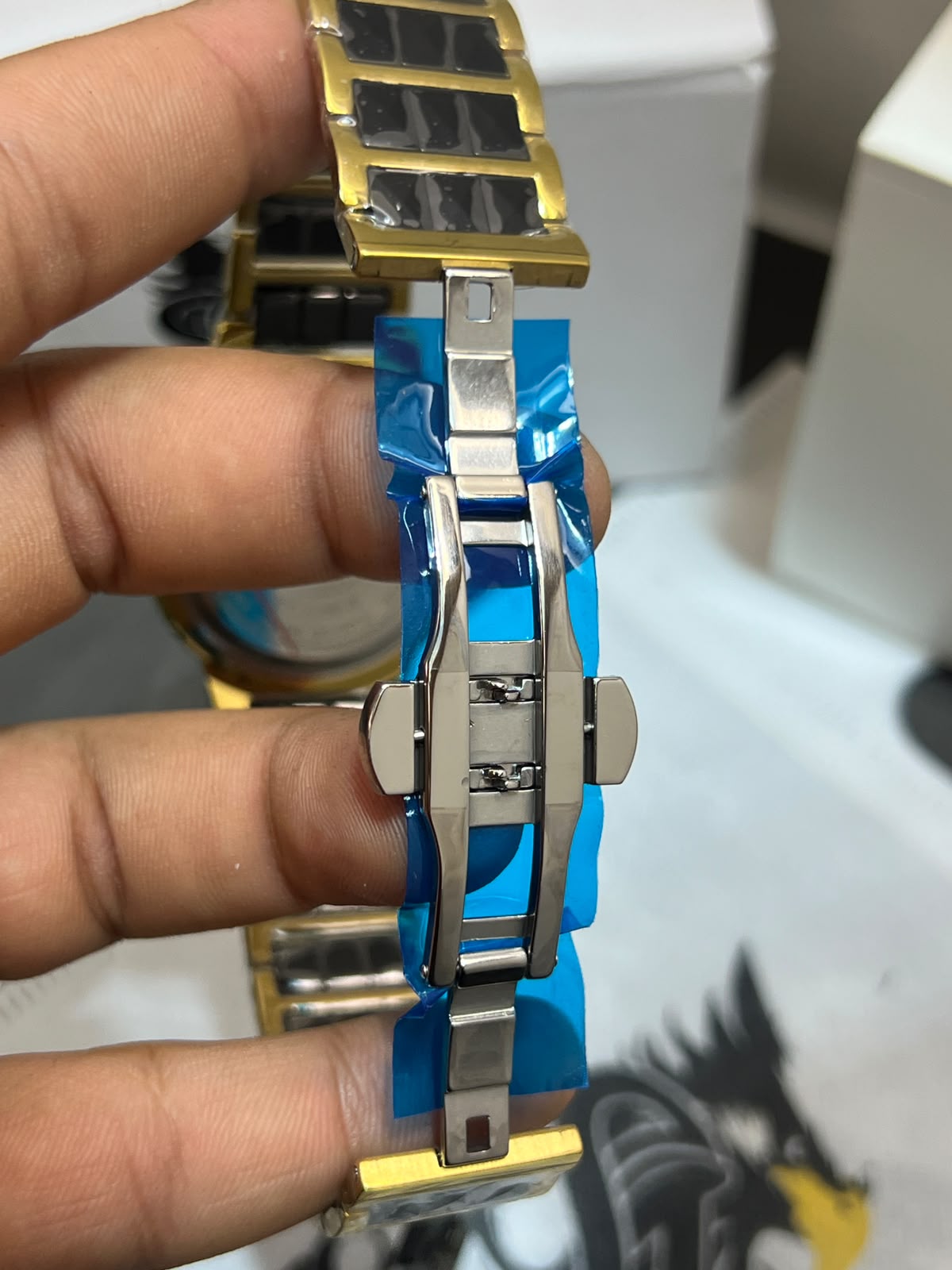 Fitron FT.1915G Butterfly Deployment Clasp with Black Ceramic and Gold Detail