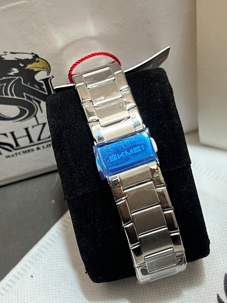 SKMEI 2459 Bracelet Back View with Blue SKMEI Branded Butterfly Clasp
