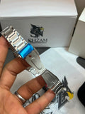 SKMEI 2459 Butterfly Deployment Clasp open with Blue SKMEI Logo and Shzam Box
