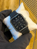 Sanda Quartz Square - Black Dial Front View on Pillow