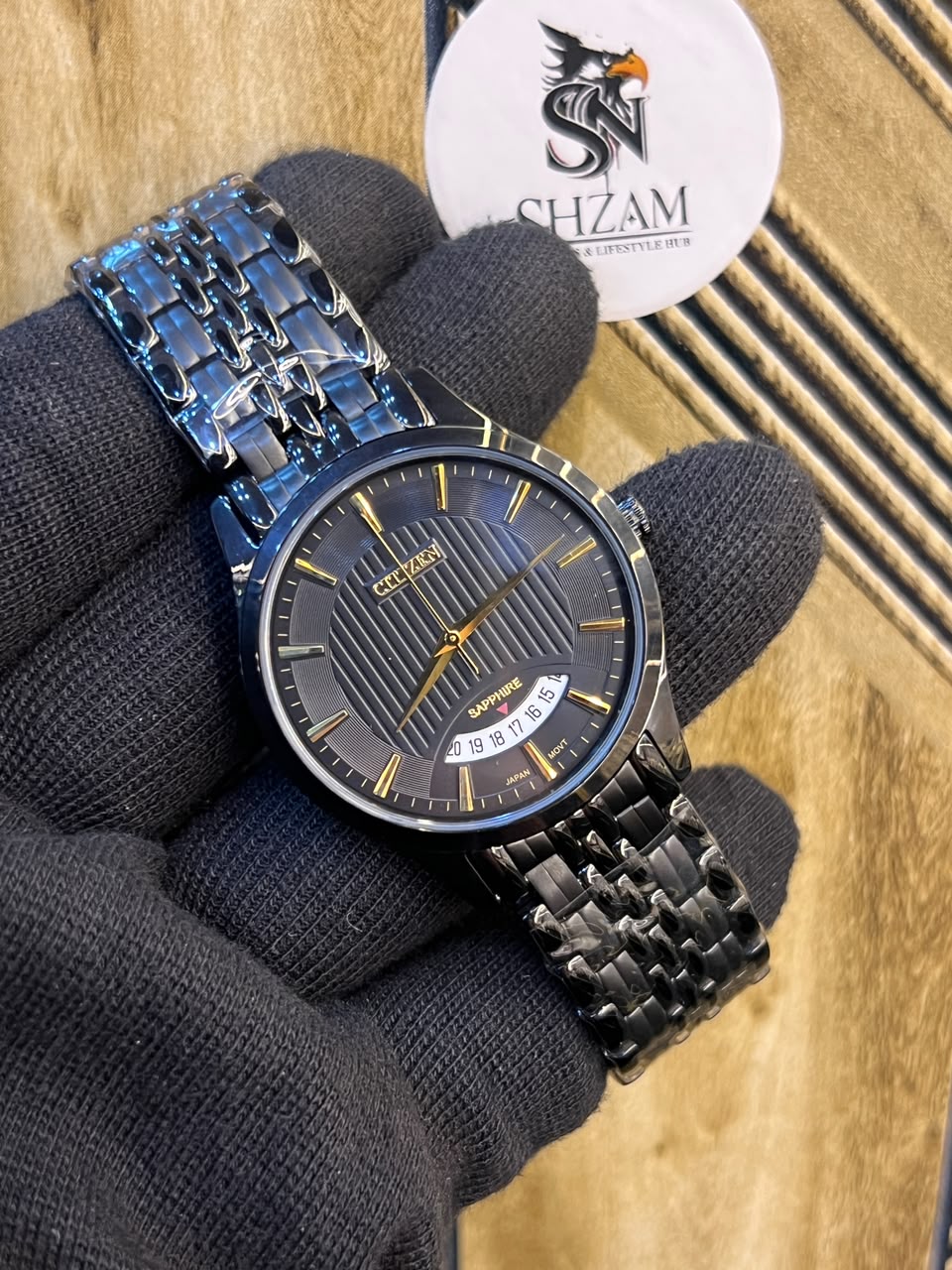 Citizen Sapphire Black - Hand Hold Front View