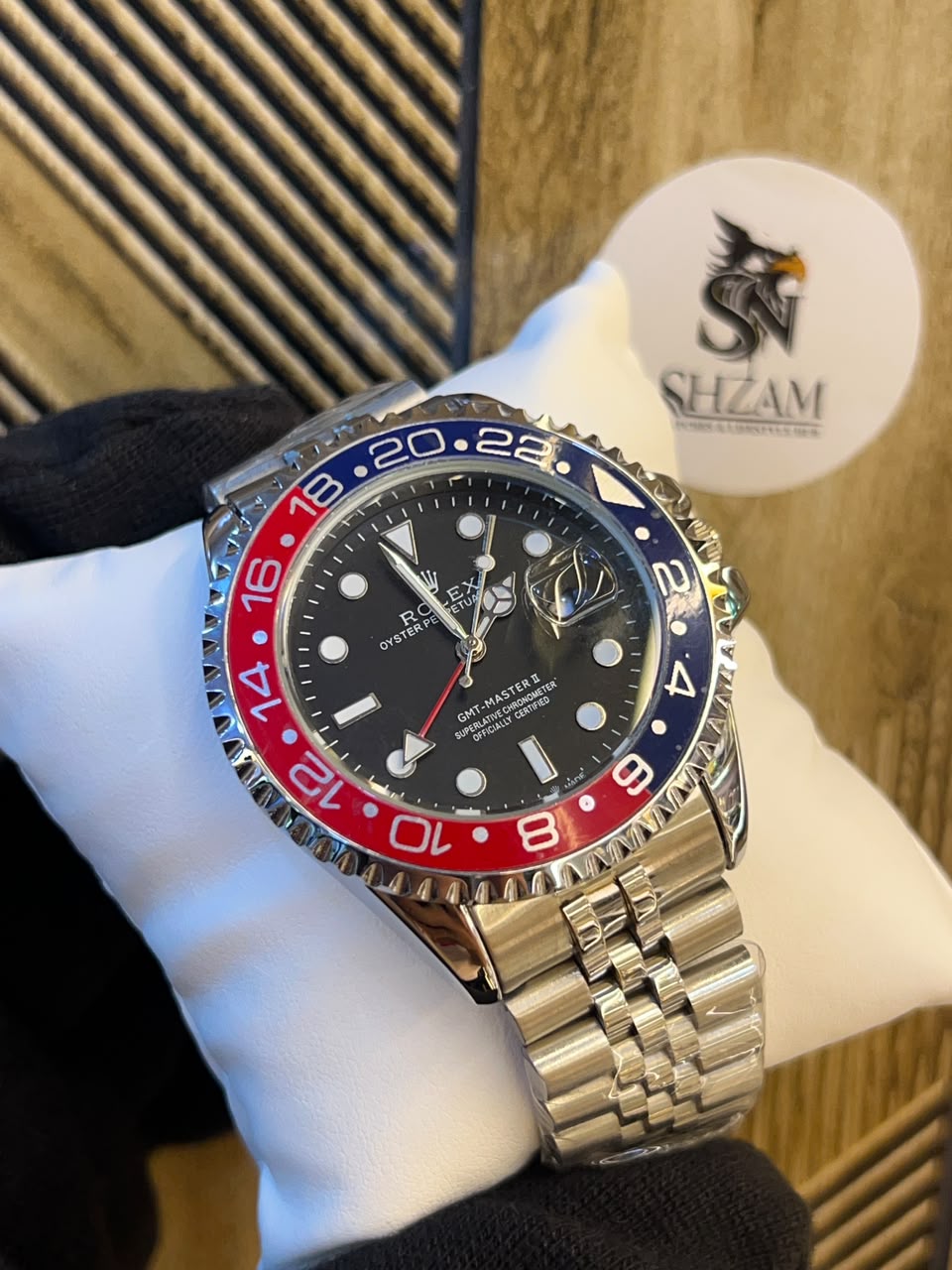 Rolex GMT-Master II Pepsi - Front View with Shzam Branding