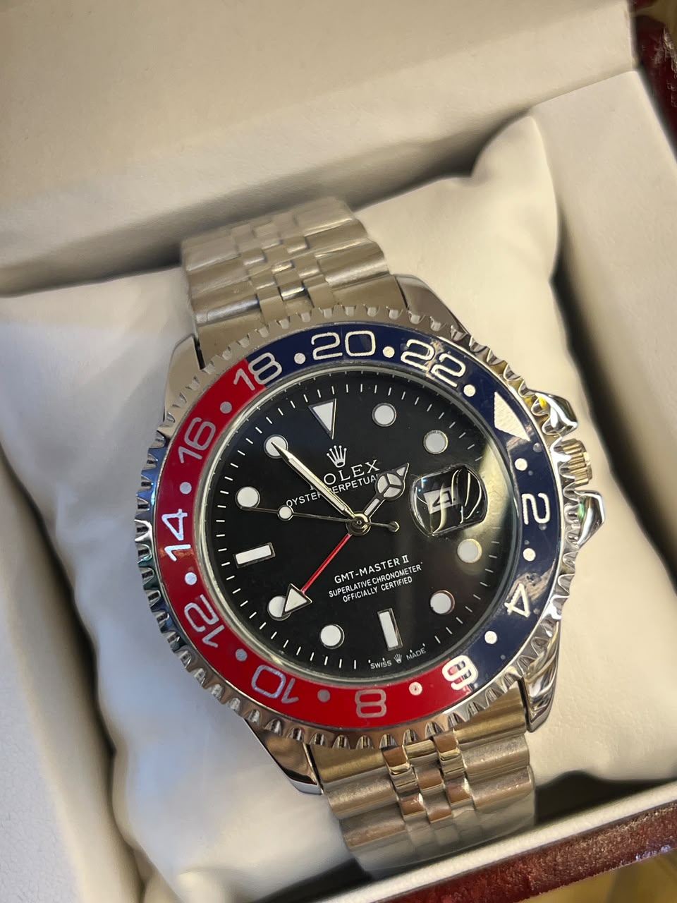 Rolex GMT-Master II Pepsi - Front View in Box