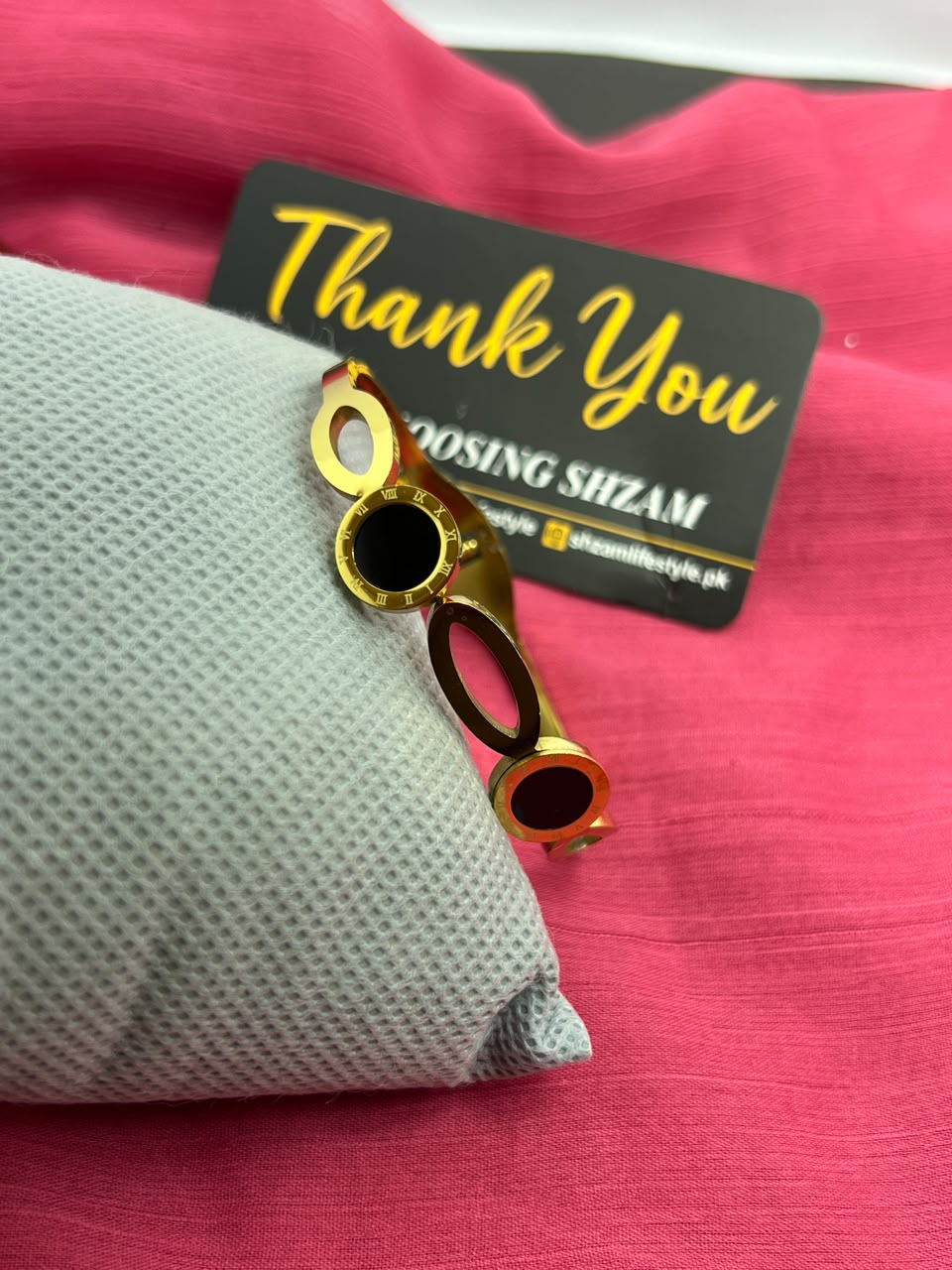 Gold bracelet close up