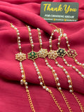Pink Crystal Flower Pearl Bracelet on pillow with Shzam thank you card