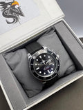 Silver Diver Watch - Full Watch in Open Shzam Luxury Box Top View Black Rubber Strap